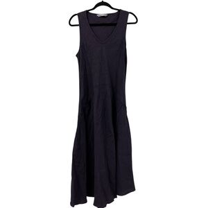LUNA LUZ Purple Sleeveless Linen Dress Asymmetrical Hem Artsy Lagenlook Medium